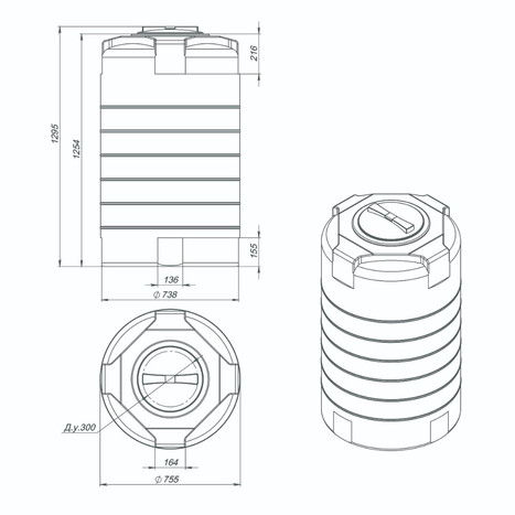 Фото-23490 Емкость T 500 литров синяя