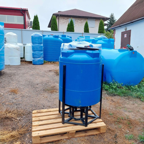 Фото-33899 Емкость вертикальная с конусным дном ВЦК-77 - 400 литров в металлической обрешётке. Спутник Агро.