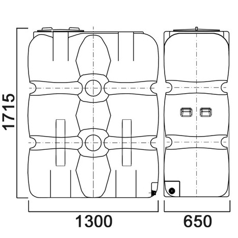 Фото-34707 Емкость прямоугольная 1000 литров с дыхательным клапаном и сливом