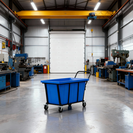 Фото-34719 Ванна K 400 л синяя в тележке с поворотными колесами и ручкой