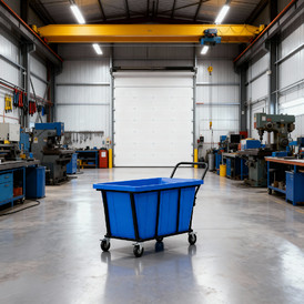 Фото-34719 Ванна K 400 л синяя в тележке с поворотными колесами и ручкой