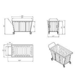 Фото-34735 Ванна K 400 л синяя в тележке с поворотными колесами и ручкой