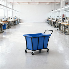 Фото-34731 Ванна K 400 л синяя в тележке с поворотными колесами и ручкой