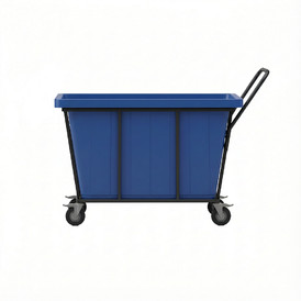 Фото-34739 Ванна K 400 л синяя в тележке с поворотными колесами и ручкой