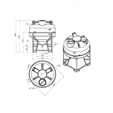 Фото-35123 Емкость Экопром ЦКТ 3000 л с патрубком 90мм под плотность до 1,2 г/см³ белая в обрешетке