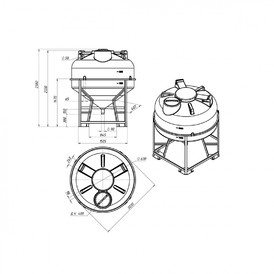 Фото-35123 Емкость Экопром ЦКТ 3000 л с патрубком 90мм под плотность до 1,2 г/см³ белая в обрешетке