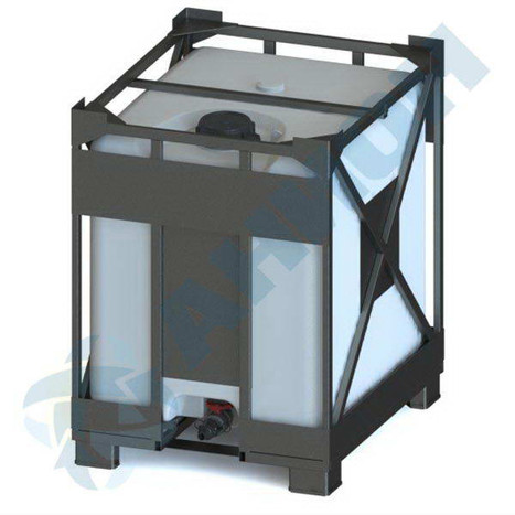 Фото-25594 Еврокуб 1000 литров в металлической корзине, со сливом, уплотнительная резина epdm