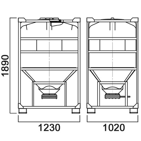Фото-26670 Бункер 1100 литров с шибер-заслонкой