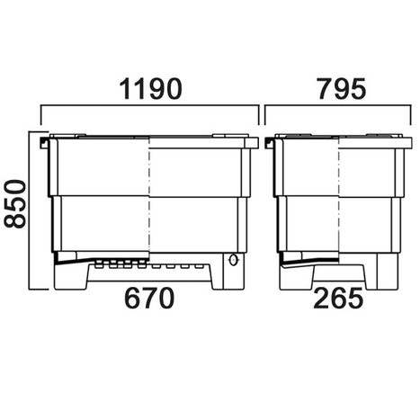 Фото-25138 Контейнер легкий КЛ500СП (полезный объем 480 литров) со сливом на подставке черного цвета (без крышки)
