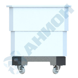 Фото-25162 Контейнер легкий КЛ500СПТ (полезный объем 480 литров) со сливом на пластмассовой подставке черного цвета с колесами (без крышки)