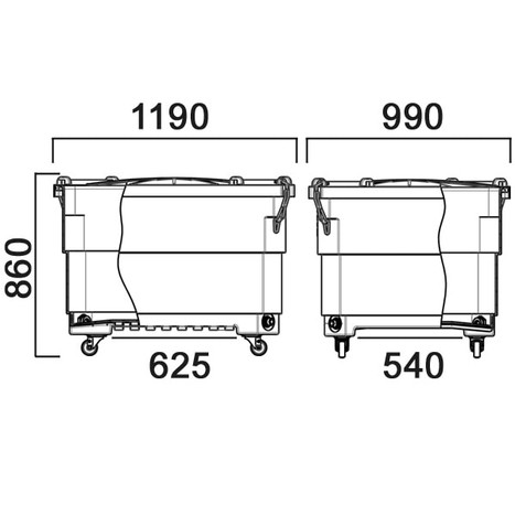 Фото-25190 Контейнер 640 литров на подставке с колесами