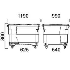 Фото-25190 Контейнер 640 литров на подставке с колесами