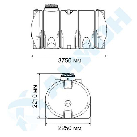 Фото-23702 Цистерна горизонтальная 11000 литров, с перегородкой, с дыхательным клапаном