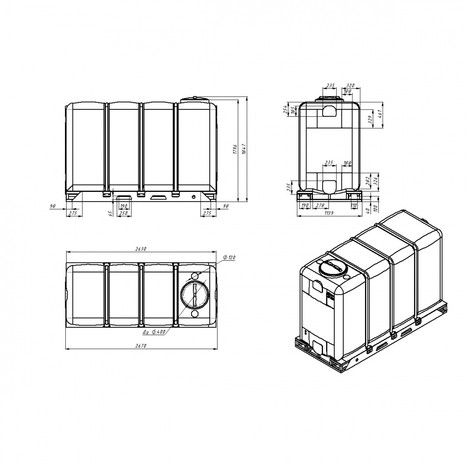 Фото-33815 Емкость KR 4000 литров белая в обрешетке