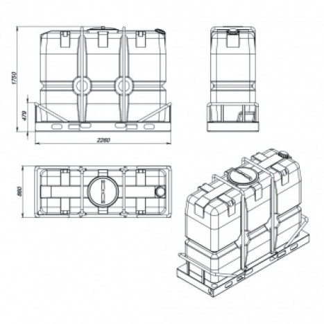 Фото-25718 Емкость SK 2000 литров синяя в обрешетке