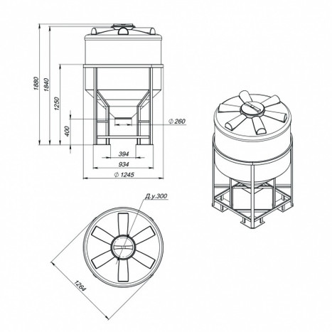 Фото-26738 Емкость ФМ 1000 литров белая в обрешетке
