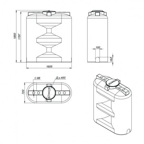 Фото-25806 Емкость S 1500 литров синяя