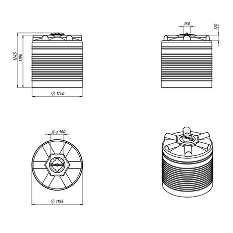 Фото-23846 Емкость ЭВЛ 1000 литров синяя