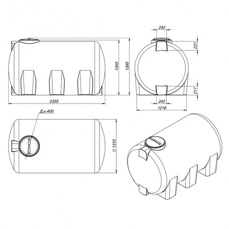 Фото-23874 Емкость H 3000 литров синяя с откидной крышкой