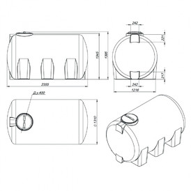 Фото-23874 Емкость H 3000 литров синяя с откидной крышкой