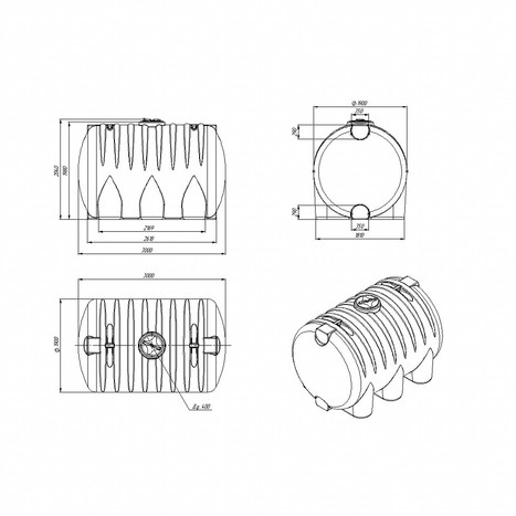 Фото-27802 Емкость КАС HR 8000 литров с откидной крышкой красный