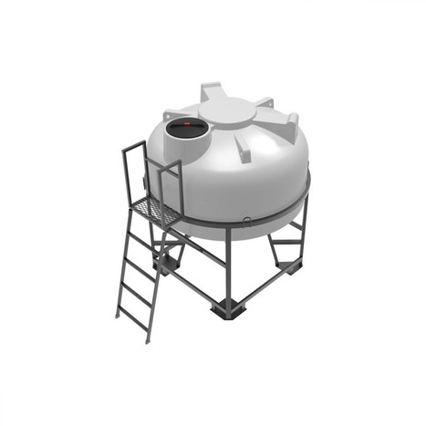 Фото-27074 Емкость ЦКТ 3000 литров с патрубком в обрешетке с лестницей