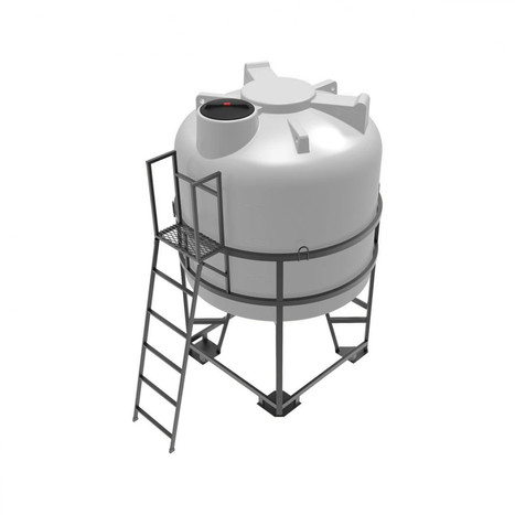 Фото-27174 Емкость ЦКТ 5000 литров с патрубком в обрешетке с лестницей