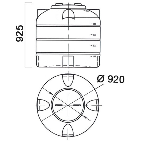 Фото-24266 Емкость цилиндрическая вертикальная 500 литров с дыхательным клапаном
