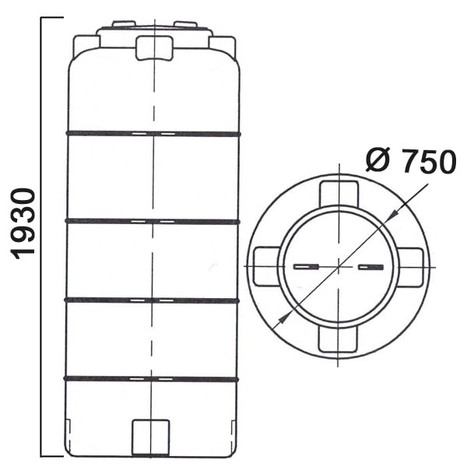 Фото-24314 Емкость цилиндрическая вертикальная 780 литров с дыхательным клапаном