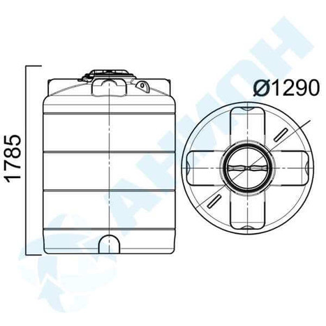 Фото-24418 Емкость цилиндрическая вертикальная 2000 литров с дыхательным клапаном для жидкостей с плотностью до 1 г/см3