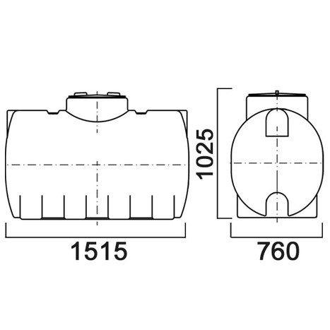 Фото-24642 Емкость цилиндрическая горизонтальная 750 литров с дыхательным клапаном и сливом