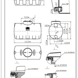 Фото-34267 Емкость цилиндрическая горизонтальная 750 литров с дыхательным клапаном и сливом
