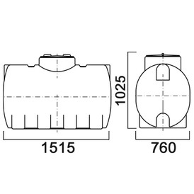 Фото-24642 Емкость цилиндрическая горизонтальная 750 литров с дыхательным клапаном и сливом