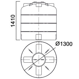 Фото-23326 Емкость цилиндрическая вертикальная 1500 литров с дыхательным клапаном