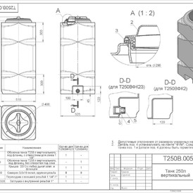 Фото-34271 Емкость прямоугольная вертикальная 250 литров с дыхательным клапаном и сливом