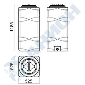 Фото-26110 Емкость прямоугольная вертикальная 250 литров с дыхательным клапаном и сливом