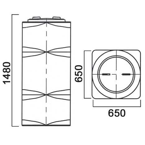 Фото-26130 Емкость прямоугольная вертикальная 500 литров с дыхательным клапаном и сливом