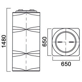 Фото-26130 Емкость прямоугольная вертикальная 500 литров с дыхательным клапаном и сливом