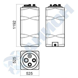 Фото-26202 Емкость прямоугольная вертикальная 250 литров для дизельного топлива со сливом