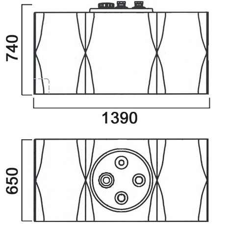 Фото-26222 Емкость прямоугольная горизонтальная 500 литров для дизельного топлива со сливом