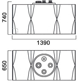 Фото-26222 Емкость прямоугольная горизонтальная 500 литров для дизельного топлива со сливом