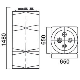 Фото-26242 Емкость прямоугольная вертикальная 500 литров для дизельного топлива со сливом