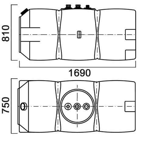 Фото-26274 Емкость прямоугольная горизонтальная 800 литров для дизельного топлива со сливом
