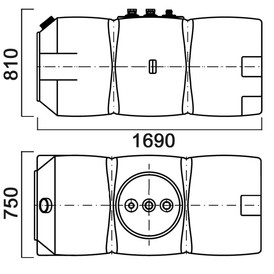 Фото-26274 Емкость прямоугольная горизонтальная 800 литров для дизельного топлива со сливом