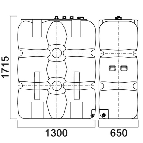 Фото-26294 Емкость прямоугольная 1000 литров для дизельного топлива со сливом