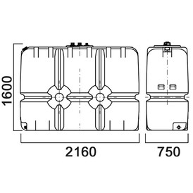 Фото-26350 Емкость прямоугольная 2000 литров для дизельного топлива со сливом