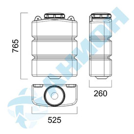 Фото-26394 Бак навесной прямоугольный вертикальный 75 литров с полным сливом
