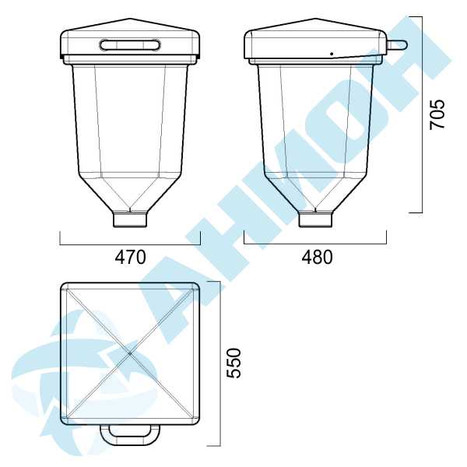 Фото-32822 Бункер 60 литров с патрубком d 110 мм