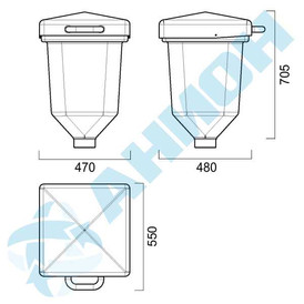 Фото-32822 Бункер 60 литров с патрубком d 110 мм