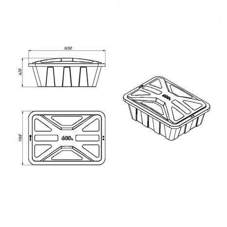 Фото-25342 Ванна KN 600л NEW синяя с крышкой